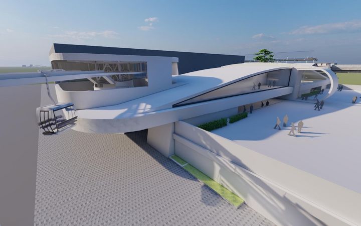 Detailansicht eines kuppelbaren Einseilumlaufsystems mit Gondeln an einer Seilbahnstation des MRT-4-Zubringerprojekts in Manila