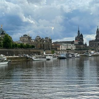 View of Dresden skyline from Elbe river