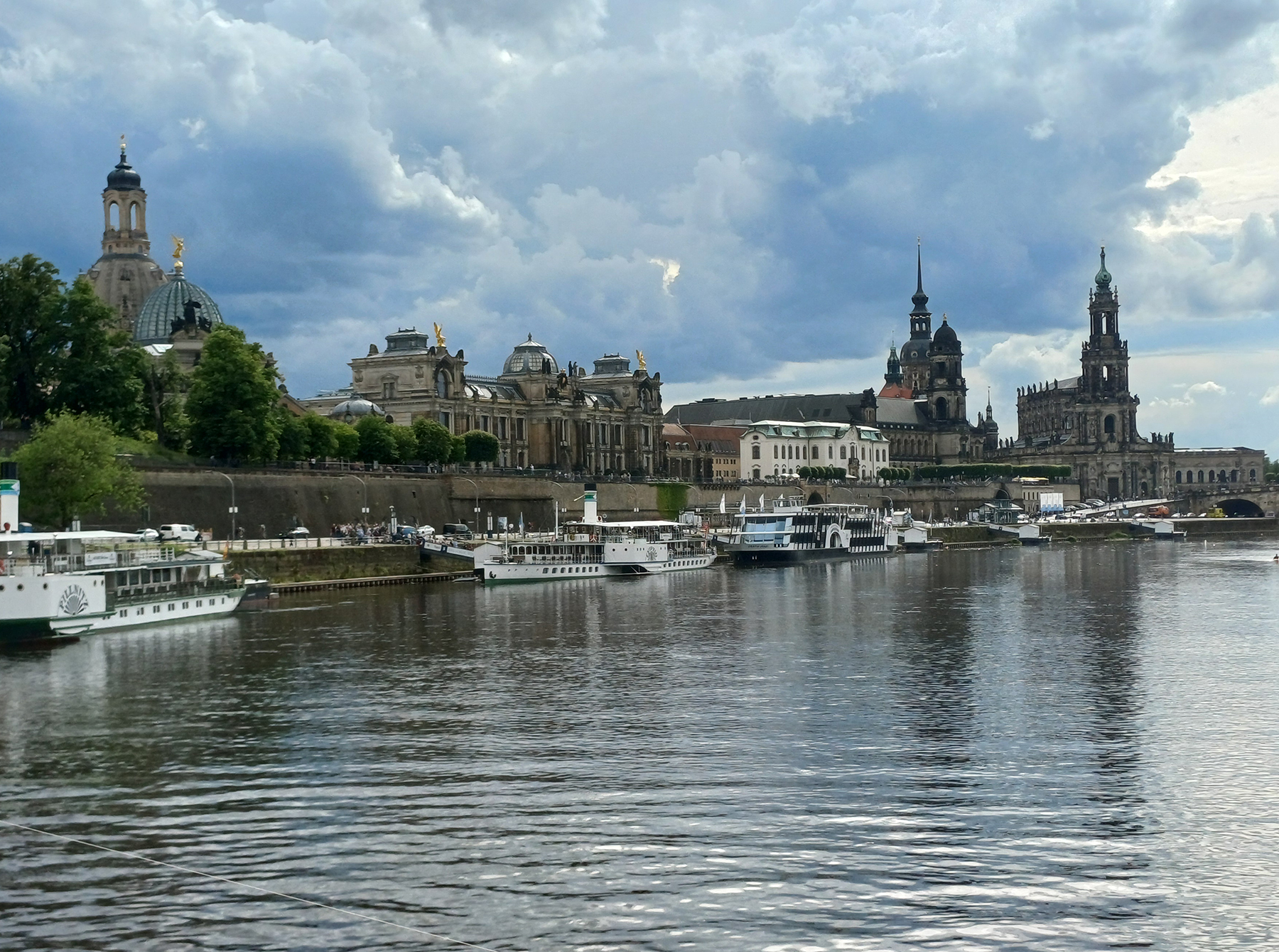 View of Dresden skyline from Elbe river